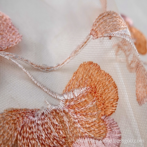 100% Polyester 3d Flower Applique Embroidery Mesh Fabric